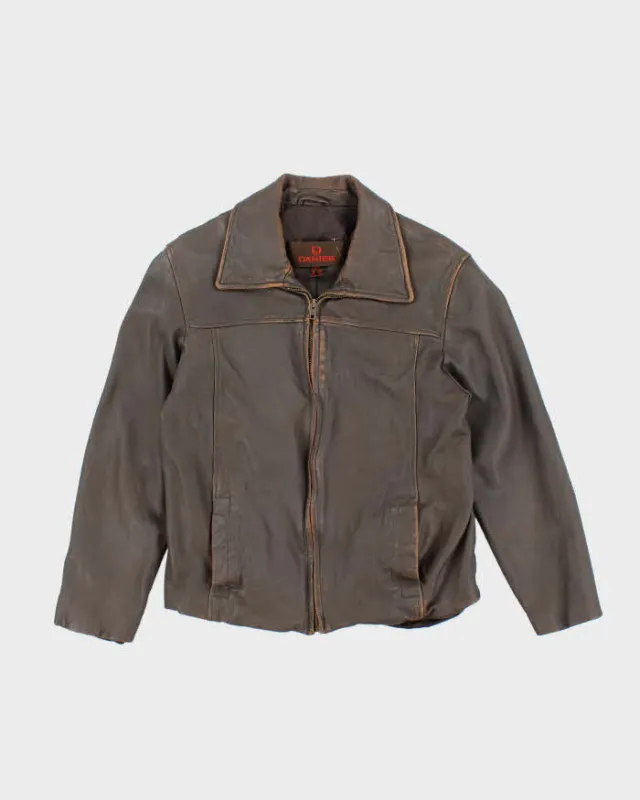 Vintage Danier Brown Leather Zip-Up Jacket - S sold by Rokit