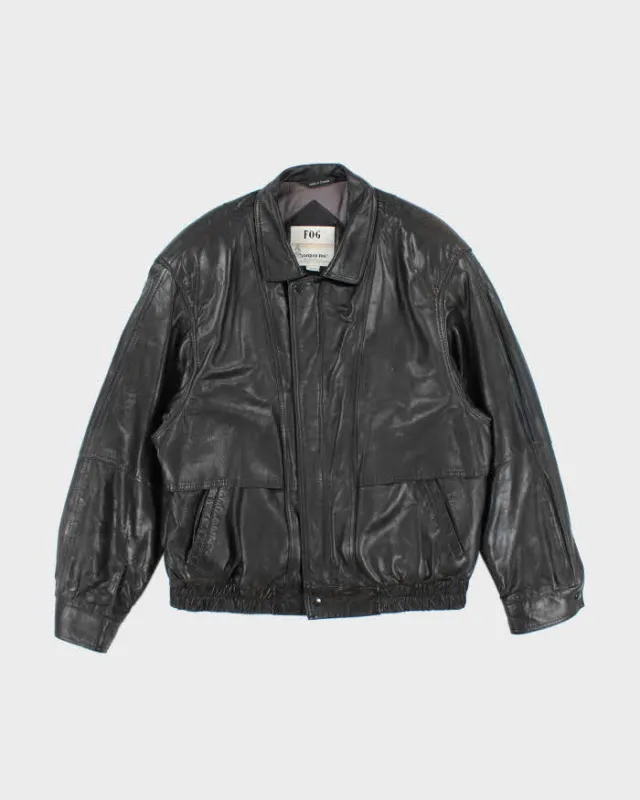 Vintage 90's London Fog Heavyweight Leather Bomber Jacket - L sold by Rokit