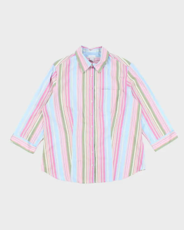 Vintage Outline Striped Button-Up Blouse - L sold by Rokit