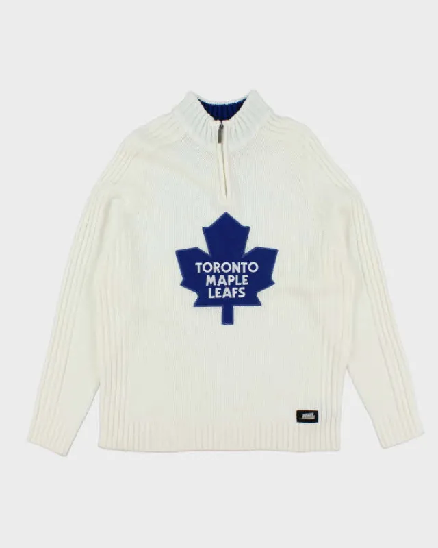 Vintage NHL Toronto Maple Leafs Quarter-Zip Knit Jumper - L sold by Rokit