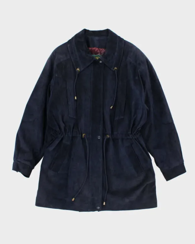 Vintage Danier Heavyweight Blue Suede Anorak Jacket - L sold by Rokit