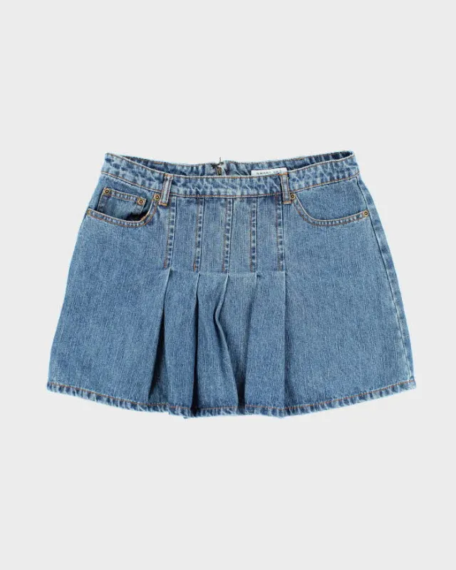 Vintage Y2k 00s Smart Set Denim Pleated Mini Skirt - S sold by Rokit