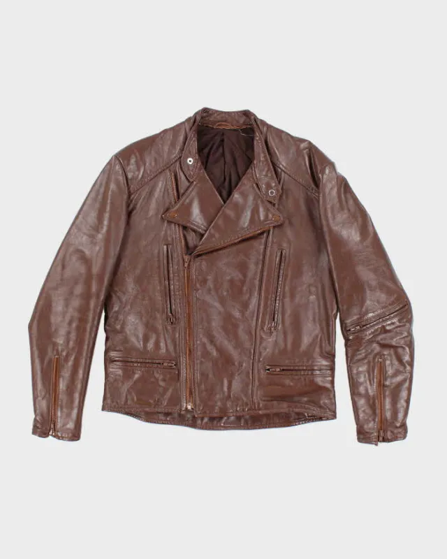 Vintage The Leather Factory Brown Leather Jacket - L sold by Rokit