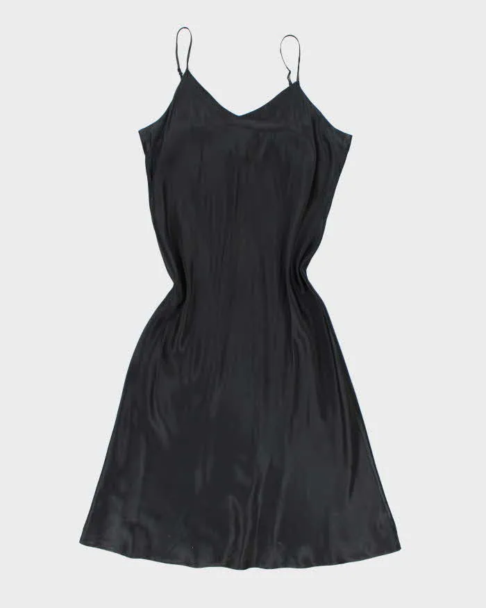 Vintage 90s Winter Silks Black Silk Slip Dress - L sold by Rokit
