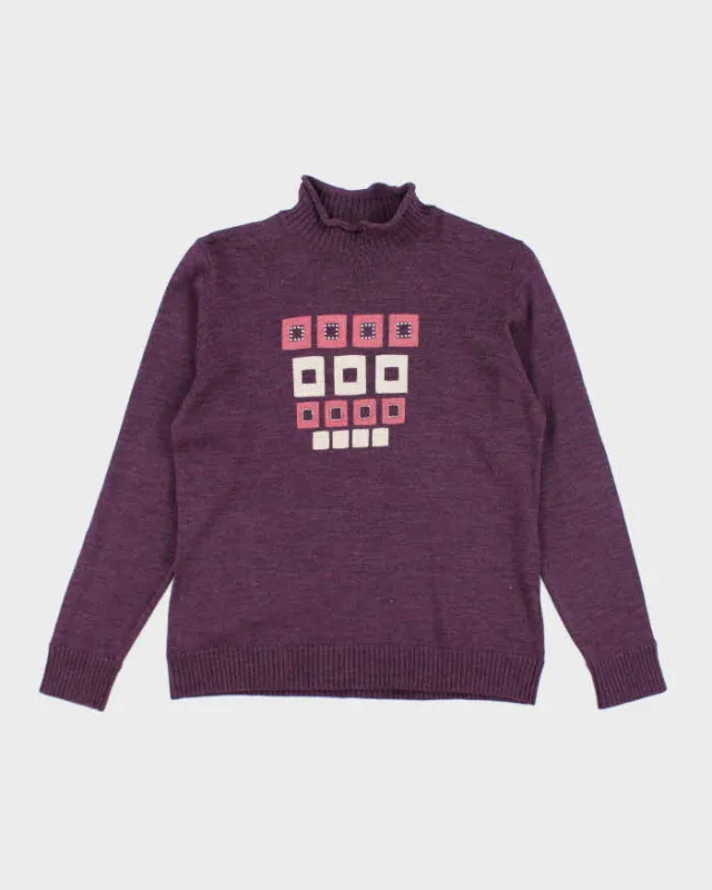 Vintage Y2k 00s Purple Wool Jumper - M sold by Rokit