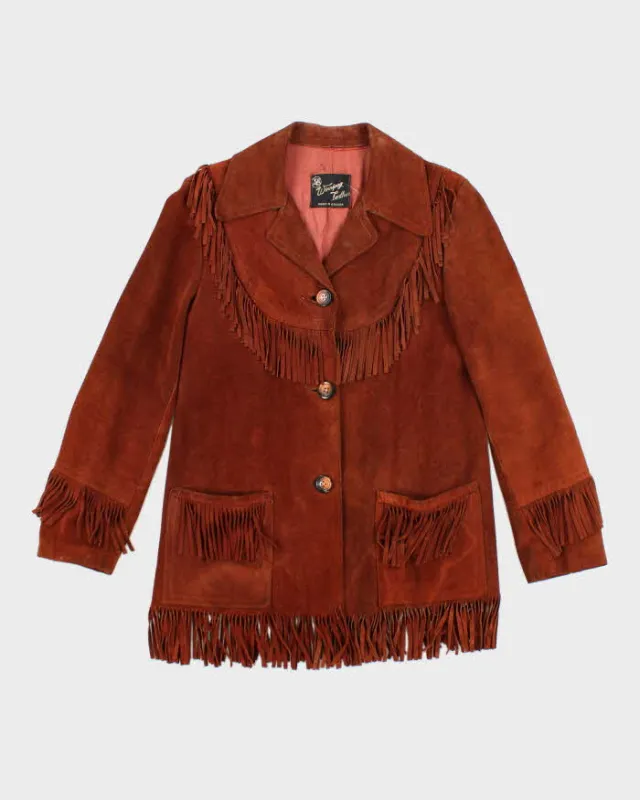 Vintage 80's Winnipeg Leather Fringe Button Up Suede Jacket - M sold by Rokit