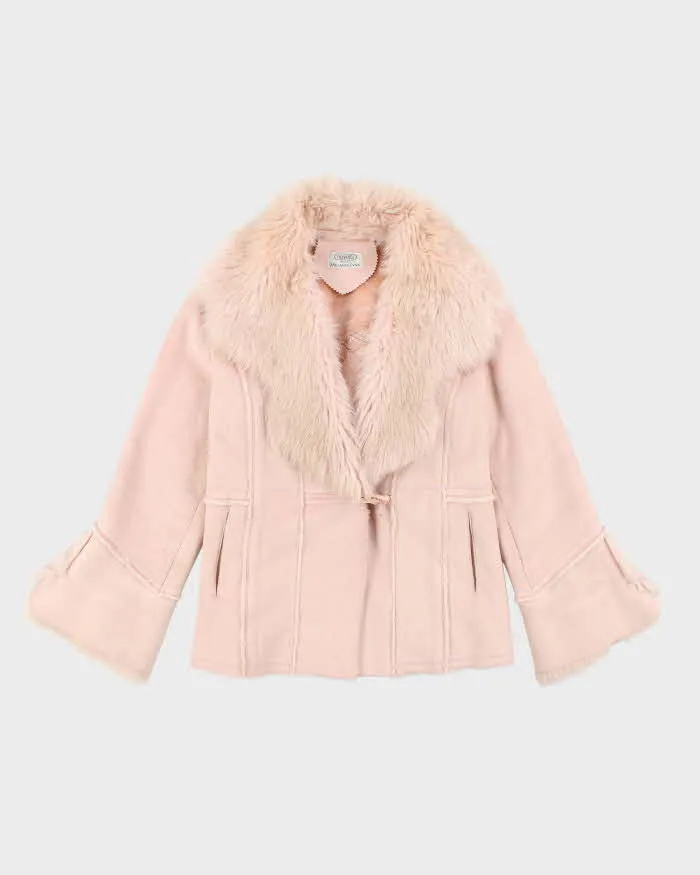 Vintage Y2k 00s Novelti Pink Faux Suede Faux Fur Jacket - L sold by Rokit