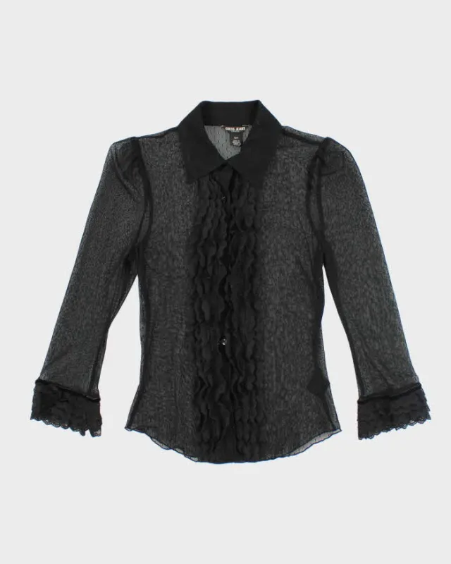 Vintage Y2k 00s Guess Lace Sheer Ruffle Blouse - S sold by Rokit