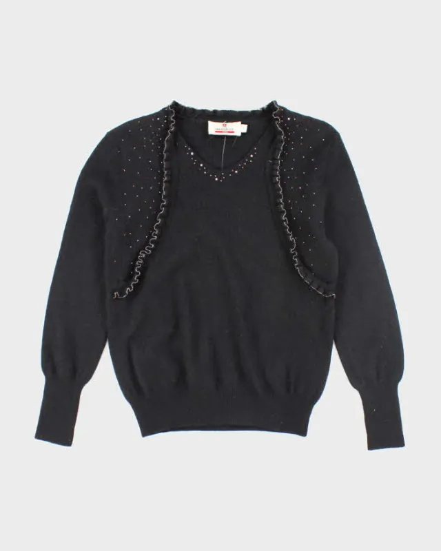 Vintage Y2k 00s Montagut Cashmere Rhinestone Jumper - S sold by Rokit