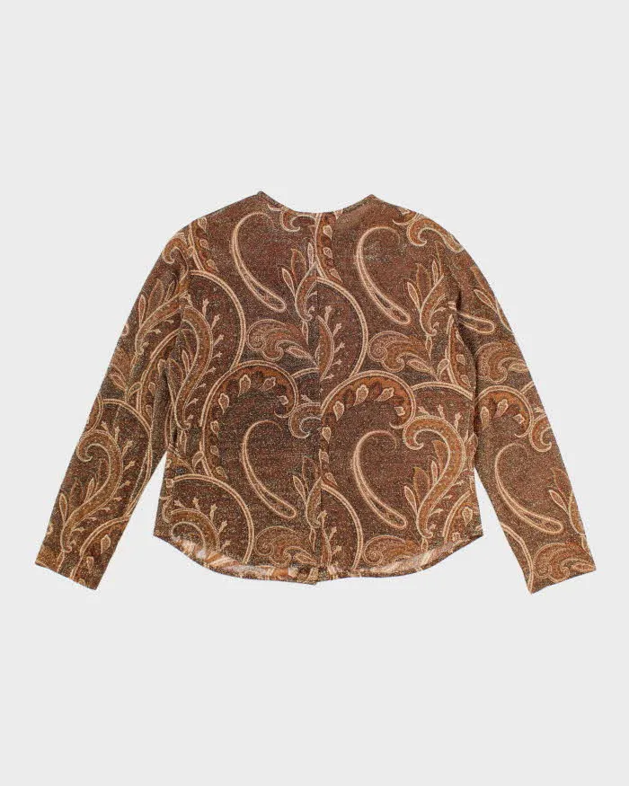 Vintage 90s Anne Klein Glittery Paisley Pattern Sheer Button Up Top - L sold by Rokit product image thumbnail 2