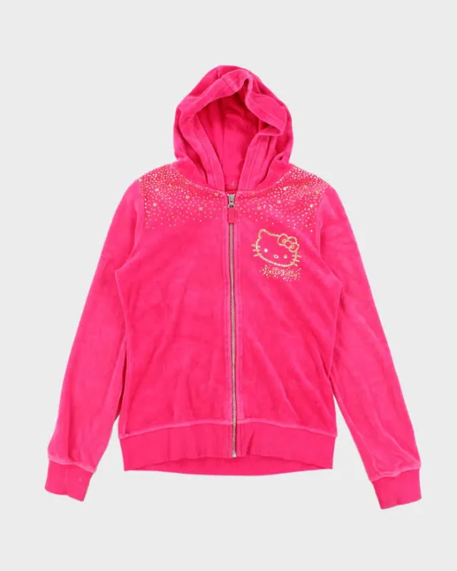 Vintage Y2k 00s Hello Kitty Pink Velour Zip-Up Hoodie - S sold by Rokit