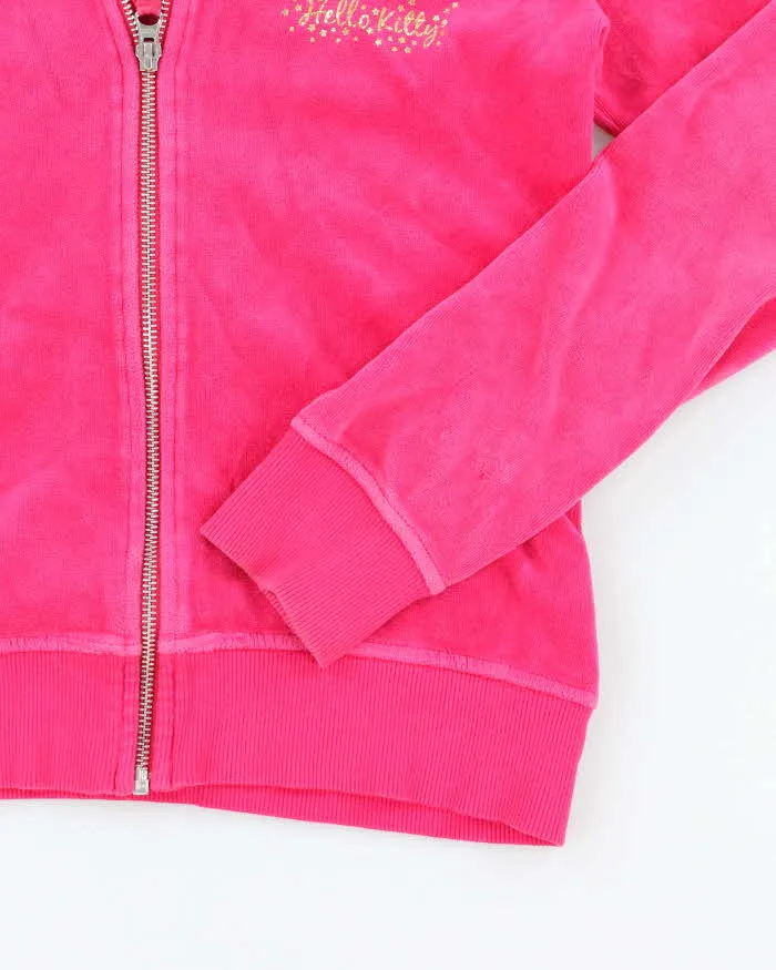 Vintage Y2k 00s Hello Kitty Pink Velour Zip-Up Hoodie - S sold by Rokit product image thumbnail 4