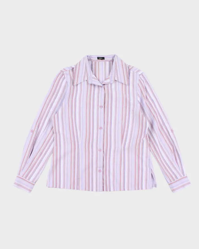 Vintage Y2k 00s Haggar Purple Stripe Blouse - M sold by Rokit