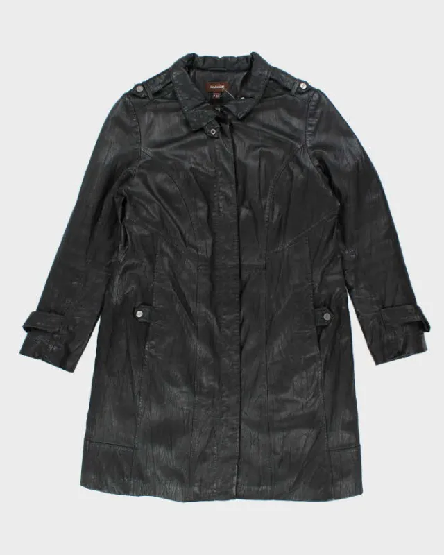 Vintage Danier Long Black Leather Coat - XL sold by Rokit