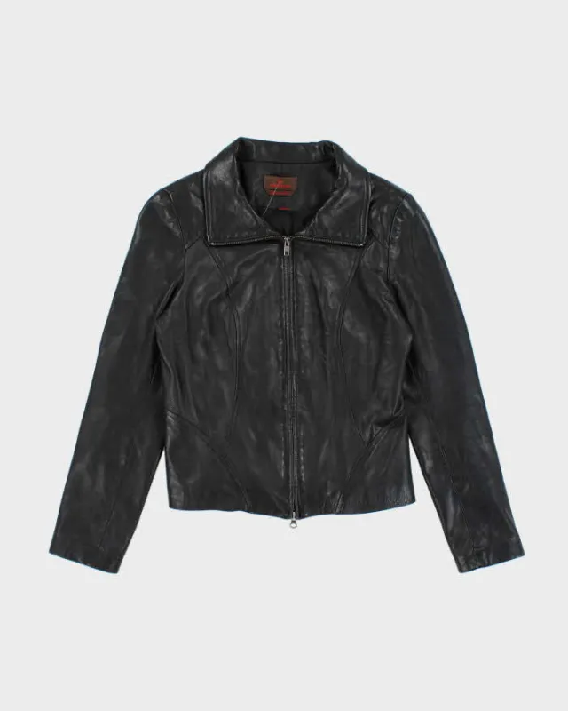 Vintage Danier Black Zip-Up Leather Jacket - S sold by Rokit