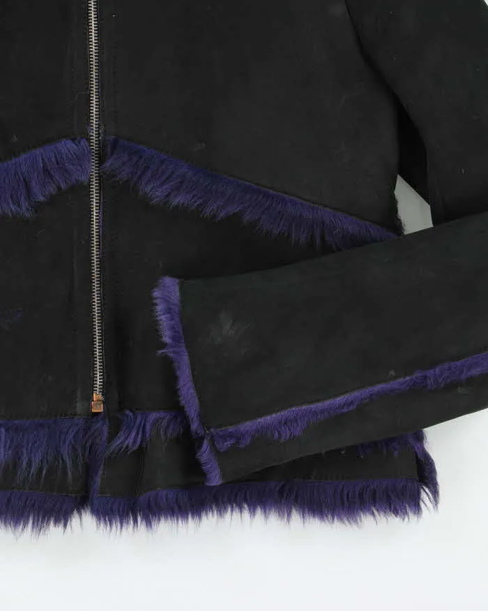 Vintage Y2k 00s Gigli Black Suede Purple Faux Fur Jacket - S sold by Rokit product image thumbnail 4