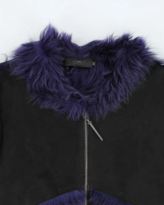 Vintage Y2k 00s Gigli Black Suede Purple Faux Fur Jacket - S sold by Rokit product image thumbnail 3