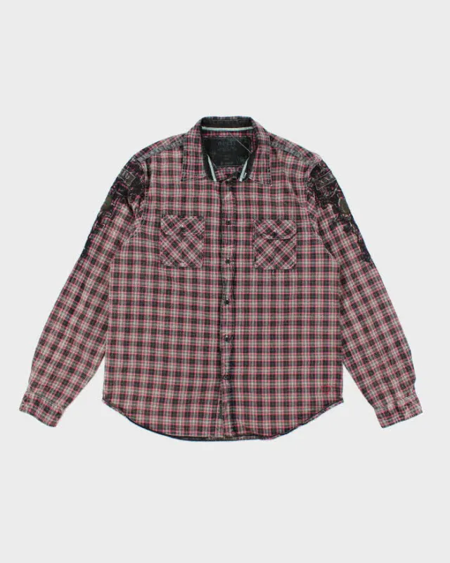 Vintage Y2k 00s Guess Checked Embroidered Long Sleeve Shirt - L sold by Rokit