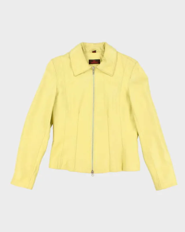 Vintage Y2K Danier Yellow Zip Up Leather Jacket - S sold by Rokit