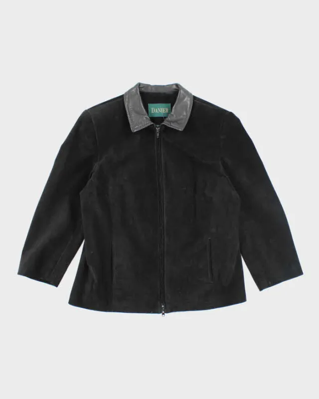 Vintage Danier Black Suede & Leather Jacket - L sold by Rokit