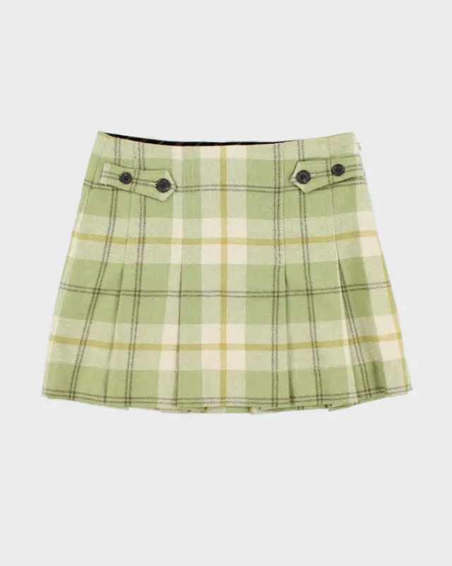 Vintage Y2k 00s Gap Green Checked Pleated - S sold by Rokit