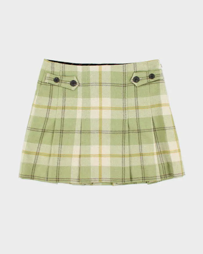 Vintage Y2k 00s Gap Green Checked Pleated - S sold by Rokit