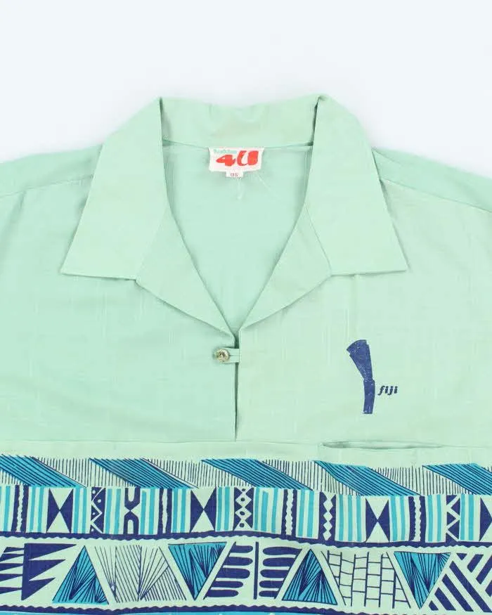 Vintage Green Short Sleeve Quarter Button Hawaiian Shirt - L sold by Rokit product image thumbnail 3