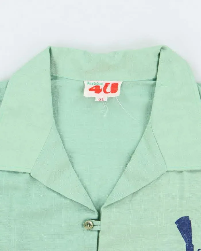 Vintage Green Short Sleeve Quarter Button Hawaiian Shirt - L sold by Rokit product image thumbnail 5