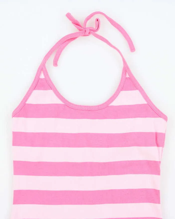 Vintage Y2k 00s Guess Pink Stripe Halter Neck Dress - M sold by Rokit product image thumbnail 3