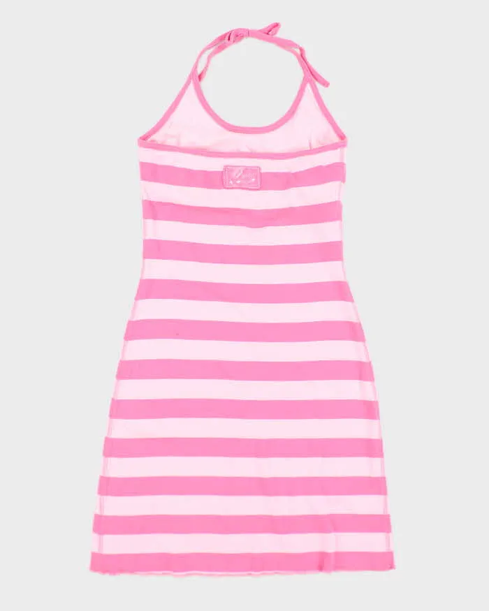 Vintage Y2k 00s Guess Pink Stripe Halter Neck Dress - M sold by Rokit product image thumbnail 2