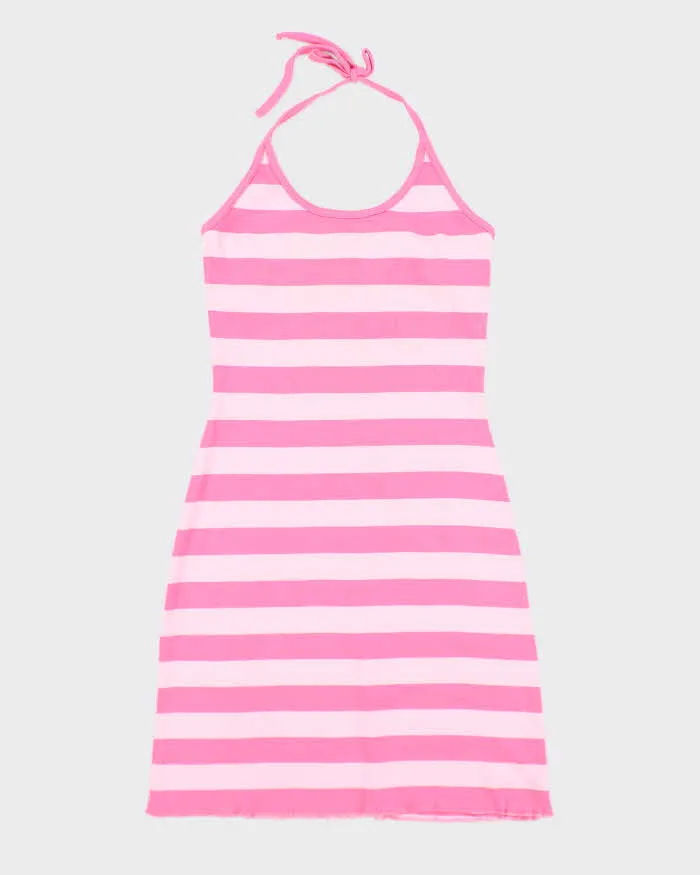Vintage Y2k 00s Guess Pink Stripe Halter Neck Dress - M sold by Rokit