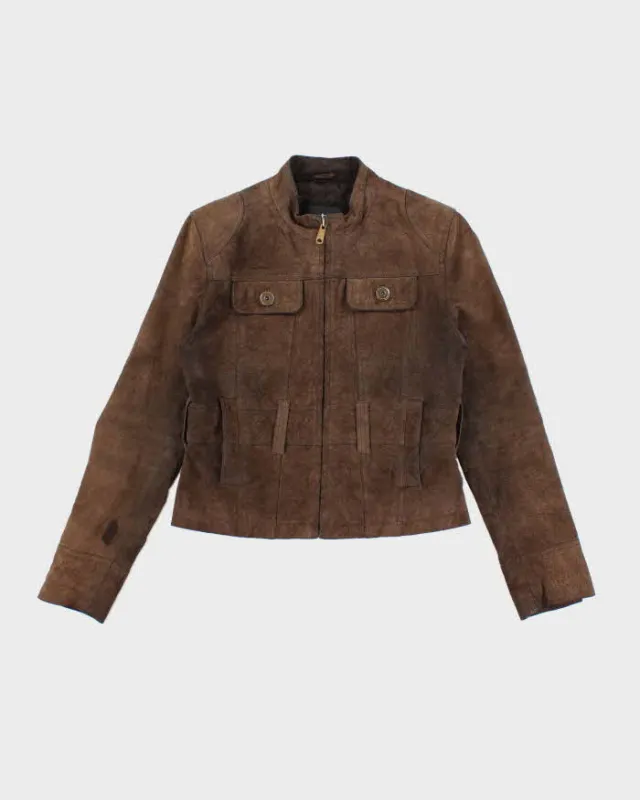 Vintage Women's Y2K Xntrik Suede Cropped Zip Up Jacket - M sold by Rokit