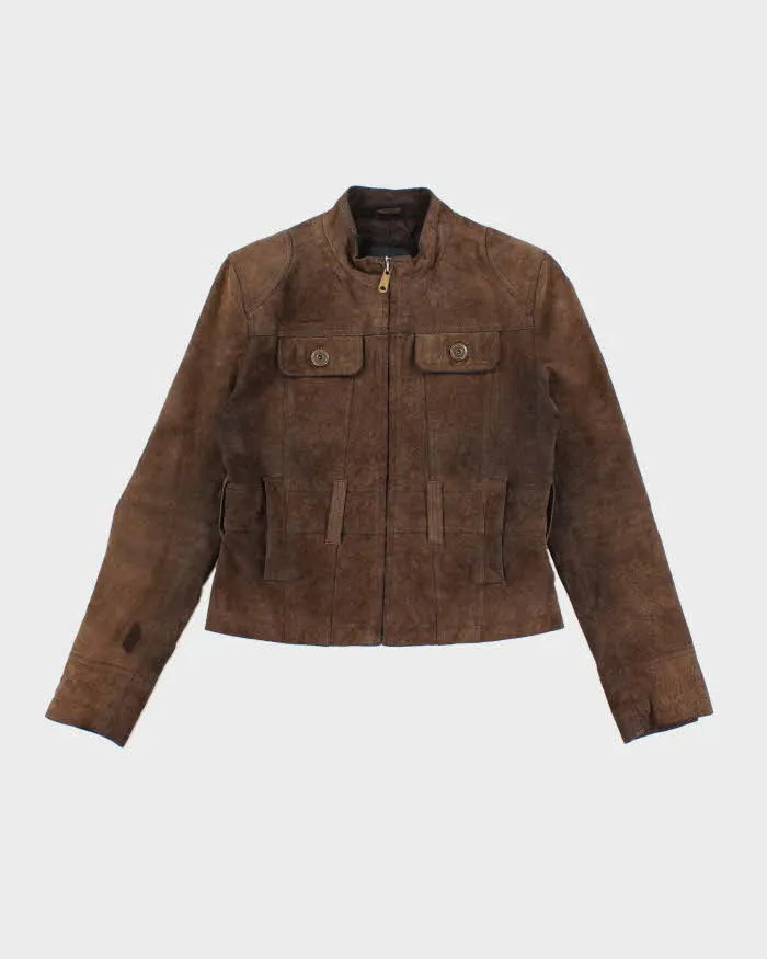 Vintage Women's Y2K Xntrik Suede Cropped Zip Up Jacket - M sold by Rokit