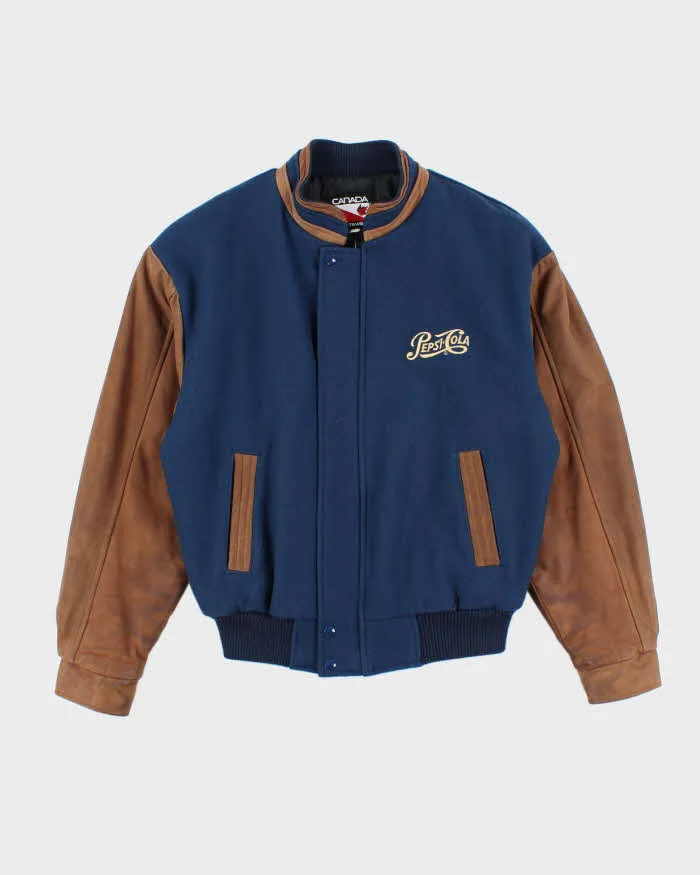 Vintage 90's Pepsi Cola Embroidered Leather Varsity Jacket - M sold by Rokit