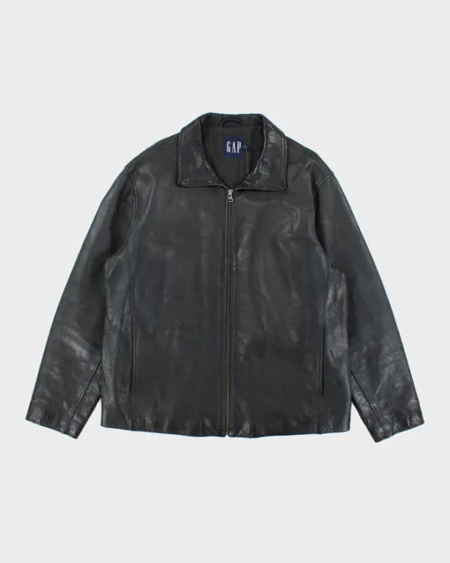 Vintage 90's GAP Heavyweight Zip Up Leather Jacket - L sold by Rokit