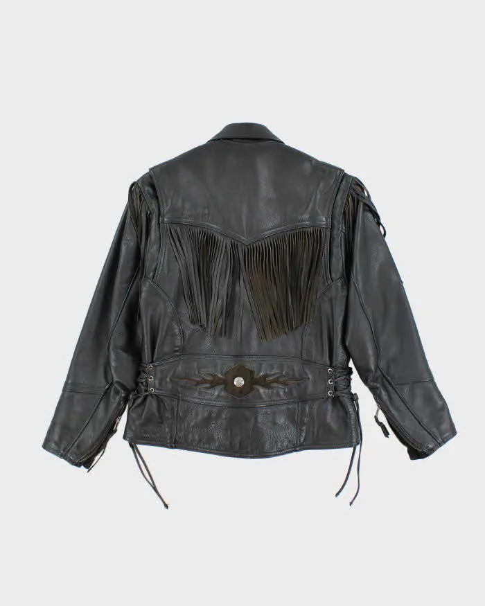 Vintage 90's Heavyweight Leather Fringed Biker Jacket - M sold by Rokit product image thumbnail 2