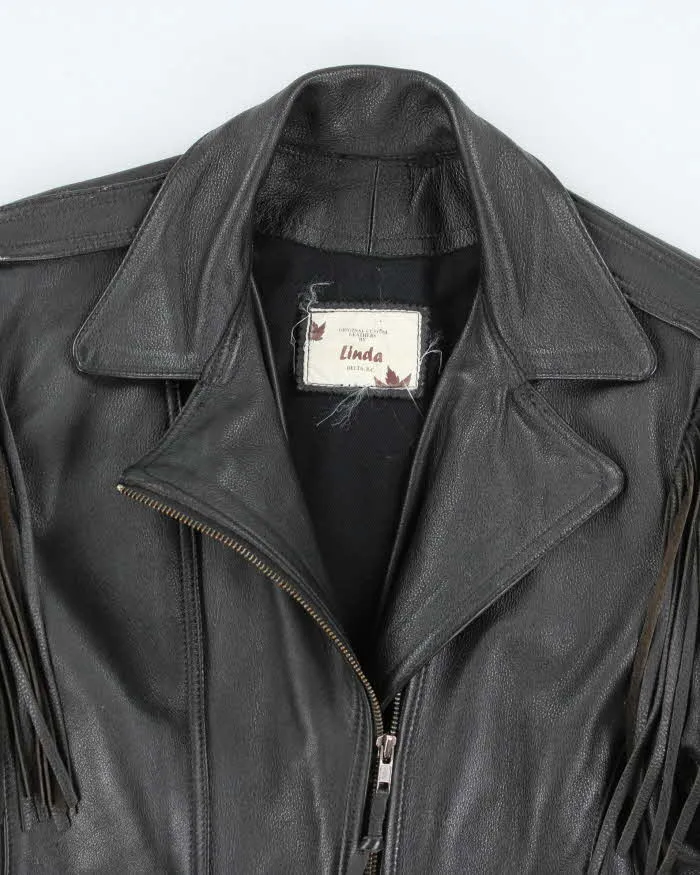 Vintage 90's Heavyweight Leather Fringed Biker Jacket - M sold by Rokit product image thumbnail 3