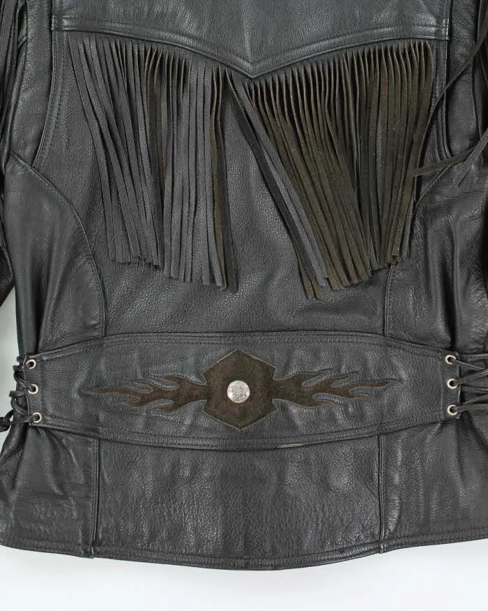 Vintage 90's Heavyweight Leather Fringed Biker Jacket - M sold by Rokit product image thumbnail 5