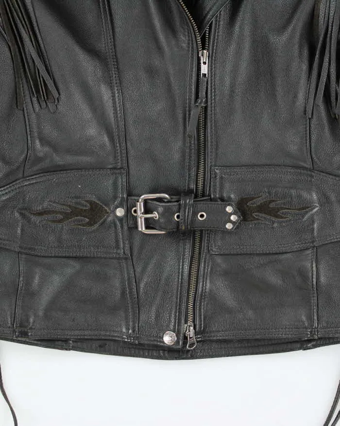 Vintage 90's Heavyweight Leather Fringed Biker Jacket - M sold by Rokit product image thumbnail 4