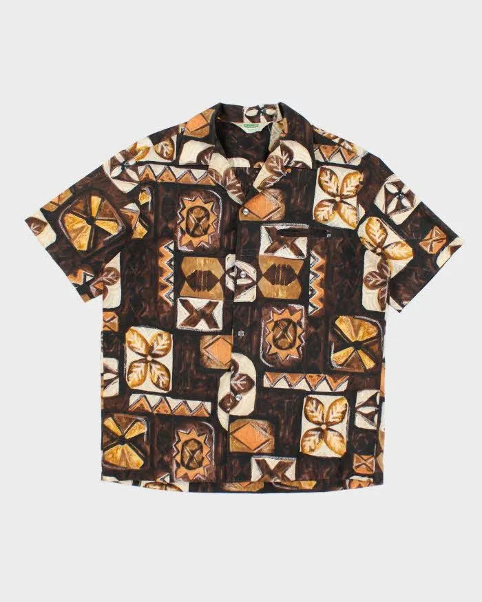 Vintage 60s Malihini Brown Hawaiian Shirt - L sold by Rokit