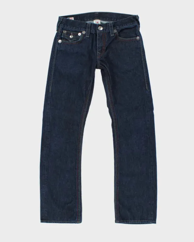 Vintage Y2K True Religion Dark Raw Wash Straight Leg Jeans - W34 L33 sold by Rokit
