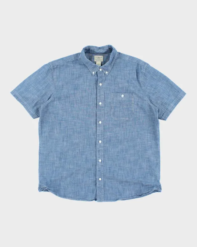 Vintage L.L. Bean Short Sleeve Medium Wash Denim Shirt - L sold by Rokit