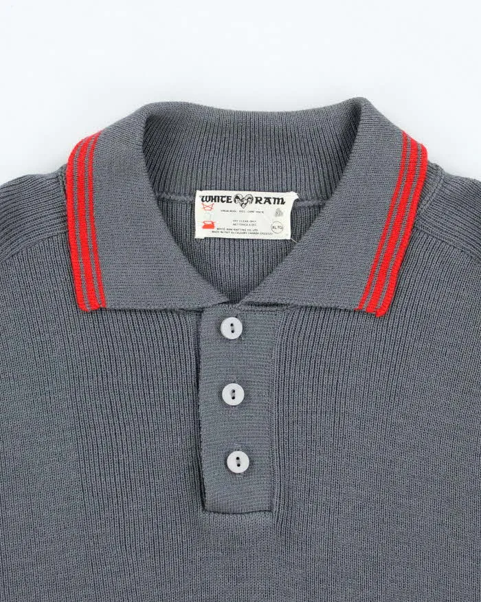 Vintage 90's White Ram Pure Wool Striped Quarter Button Knit Jumper - XL sold by Rokit product image thumbnail 4