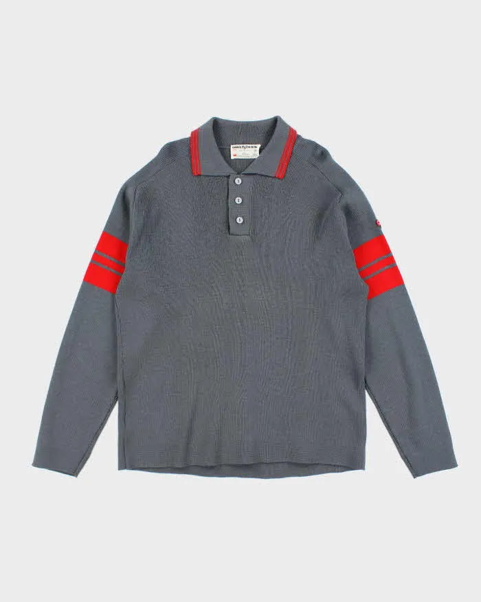 Vintage 90's White Ram Pure Wool Striped Quarter Button Knit Jumper - XL sold by Rokit