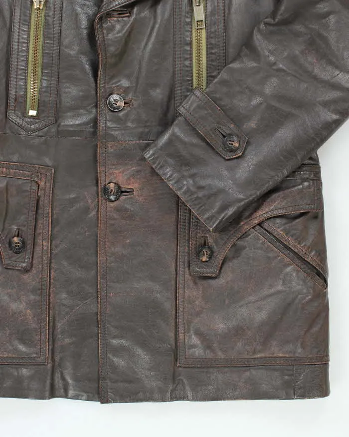 Vintage 70's Golden Bear Heavyweight Lined Leather Button Up Jacket - M sold by Rokit product image thumbnail 4