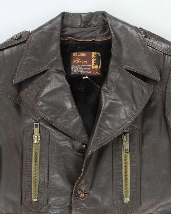 Vintage 70's Golden Bear Heavyweight Lined Leather Button Up Jacket - M sold by Rokit product image thumbnail 3