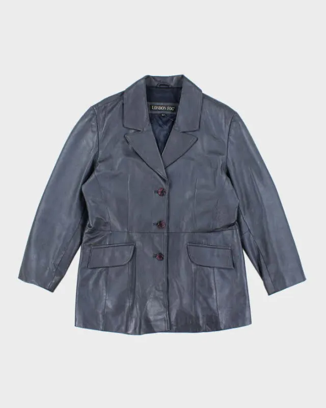 Vintage Women's 90's London Fog Double Breasted Leather Blazer - L sold by Rokit
