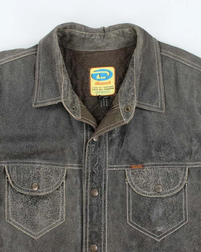 Vintage 90s Diesel Distressed Oversized Leather Jacket - XL sold by Rokit product image thumbnail 3