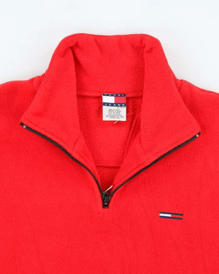 Vintage Tommy Jeans Red Quarter-Zip Fleece - XL sold by Rokit product image thumbnail 3