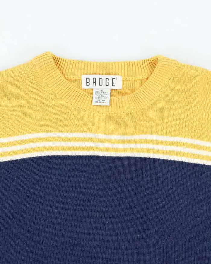 Vintage 90's Badge Two Tone Knit Jumper - M sold by Rokit product image thumbnail 3
